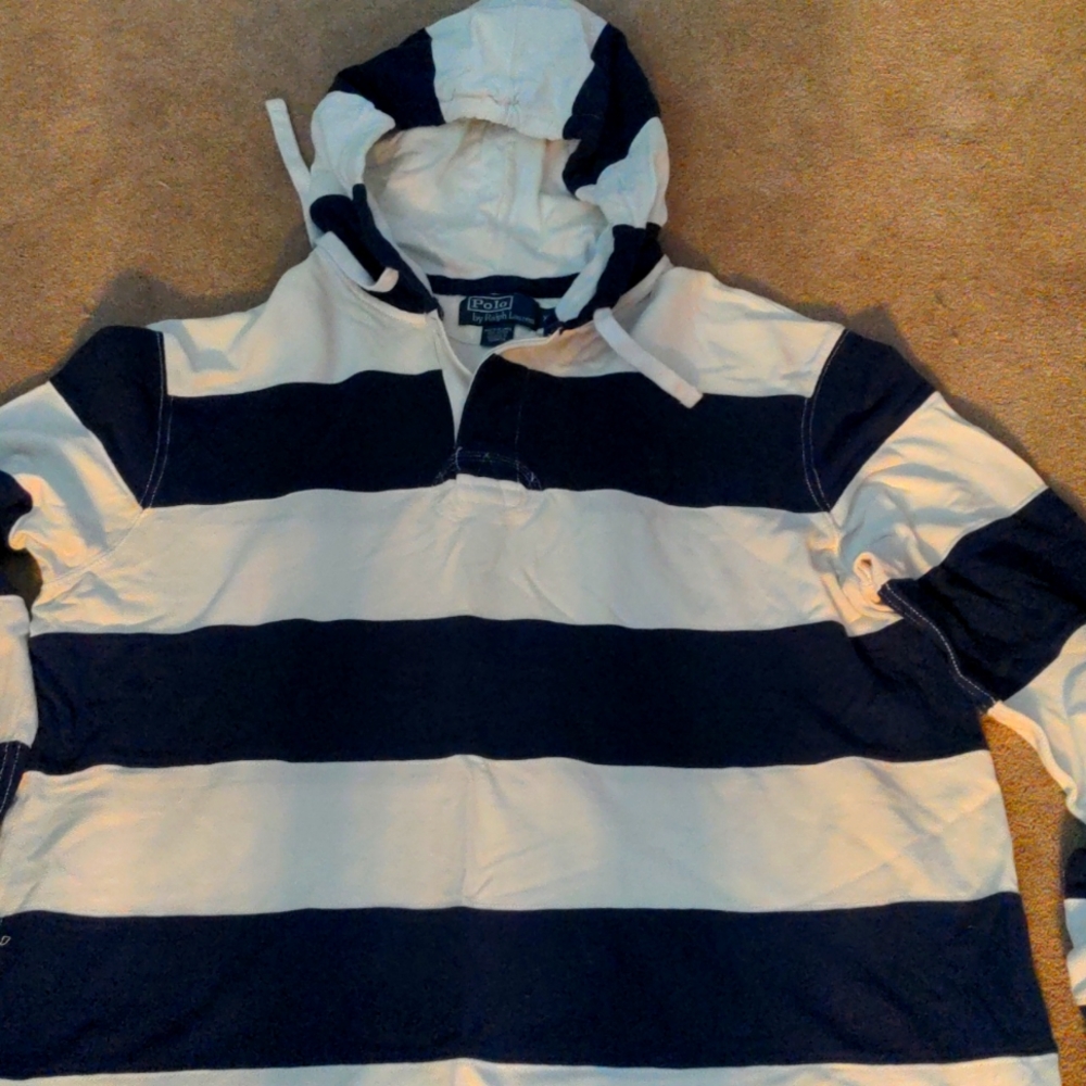 Stripped polo hoodie